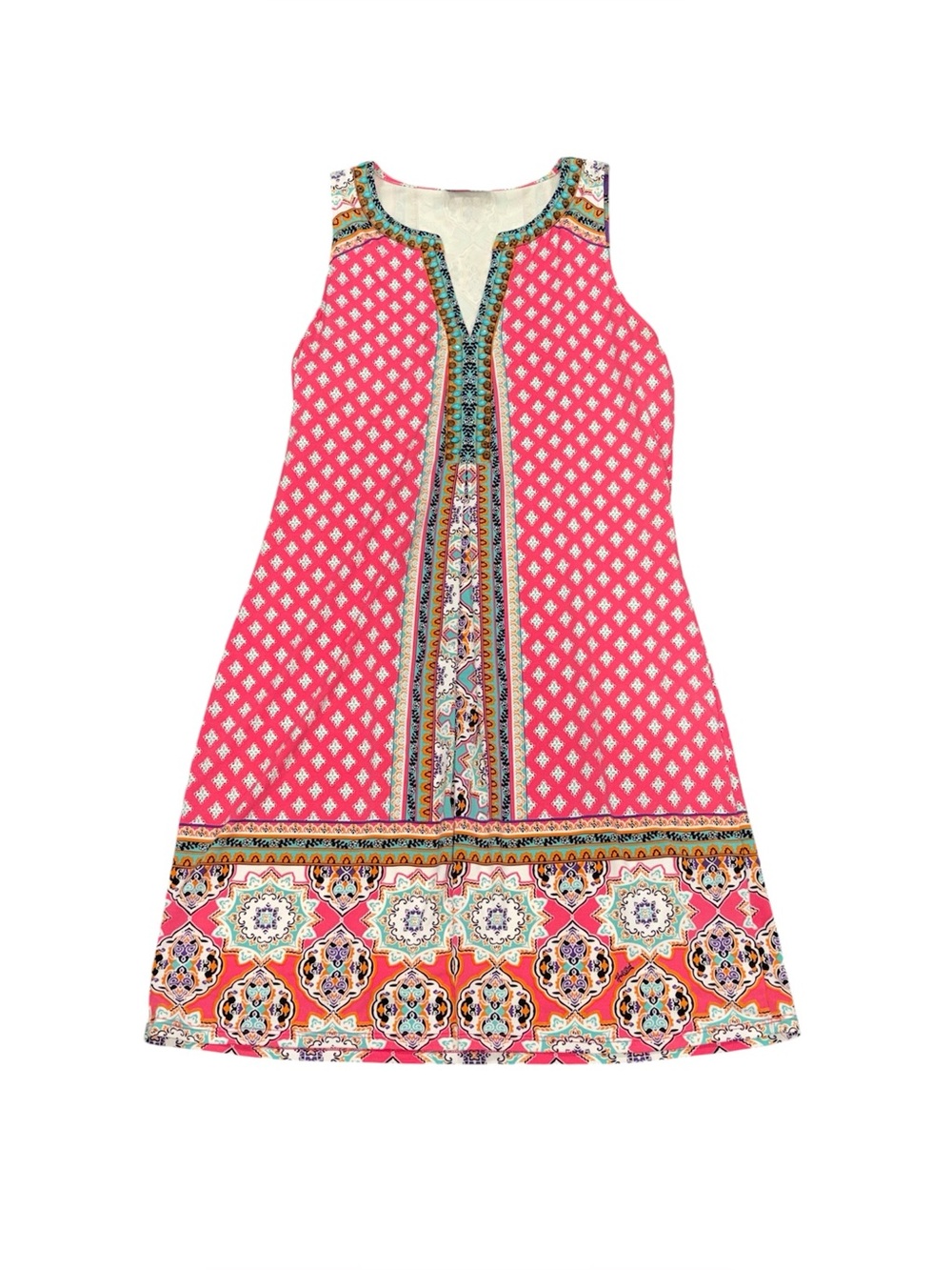 376. Hale Bob Women’s Vintage Cottage Pink Printed Sleeveless A-Line Dress